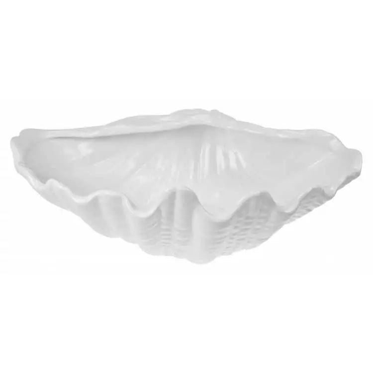 Bol en céramique blanche à forme de coquillage, idéal pour la décoration d'intérieur naturelle et élégante.