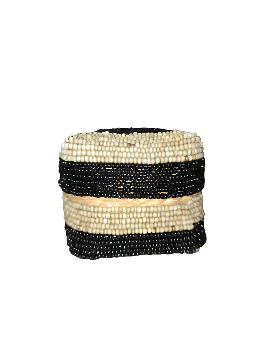 Boîte décorative en bambou & perles – 9 x 9 cm