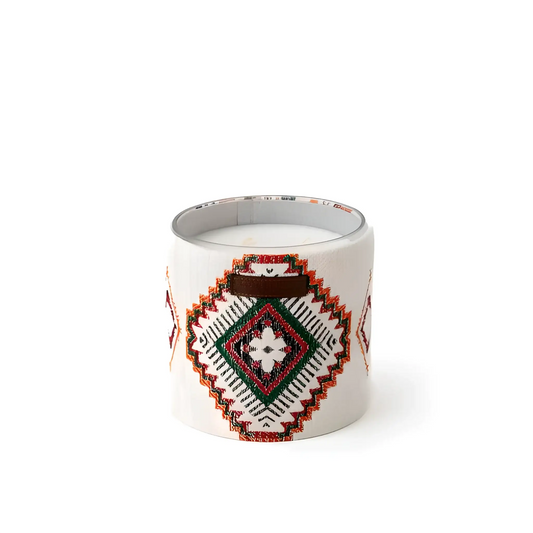 Bougie parfumée musc Zerbia en pot tissé artisanal marocain