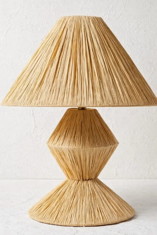 Lampe bohème en raphia naturel