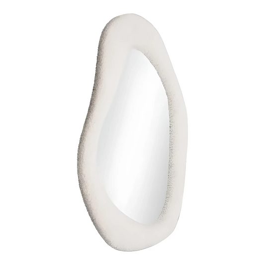 Miroir décoratif blanc effet peluche
