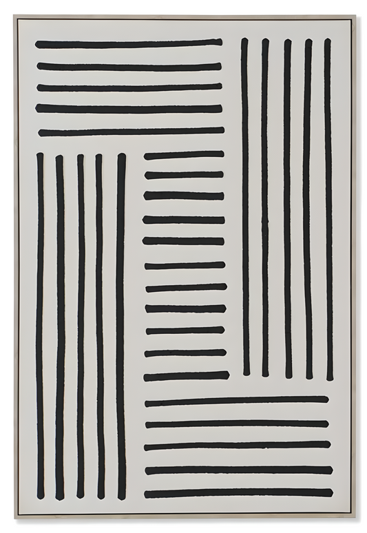 Tableau en toile – Lignes 3D noir & beige