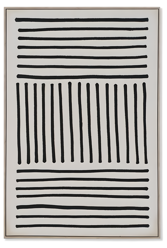 Tableau en toile – Lignes 3D noir & beige