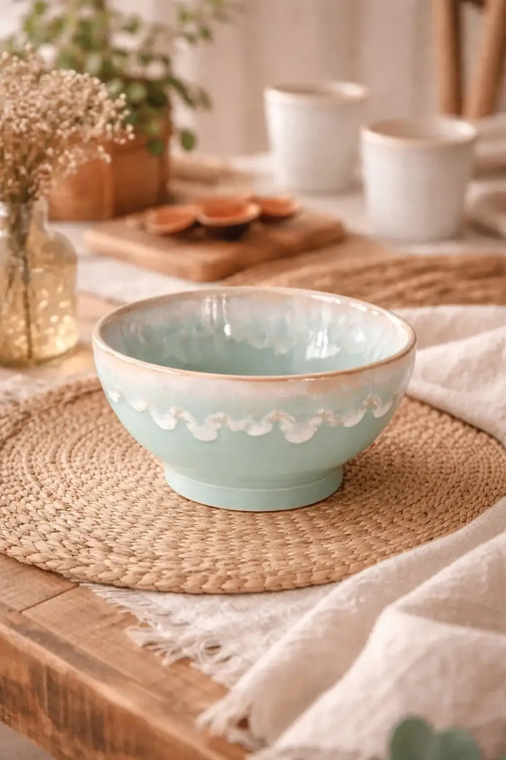 Latte Bowl Costa Nova turquoize en grès fin 55 cl fabriqué au Portugal