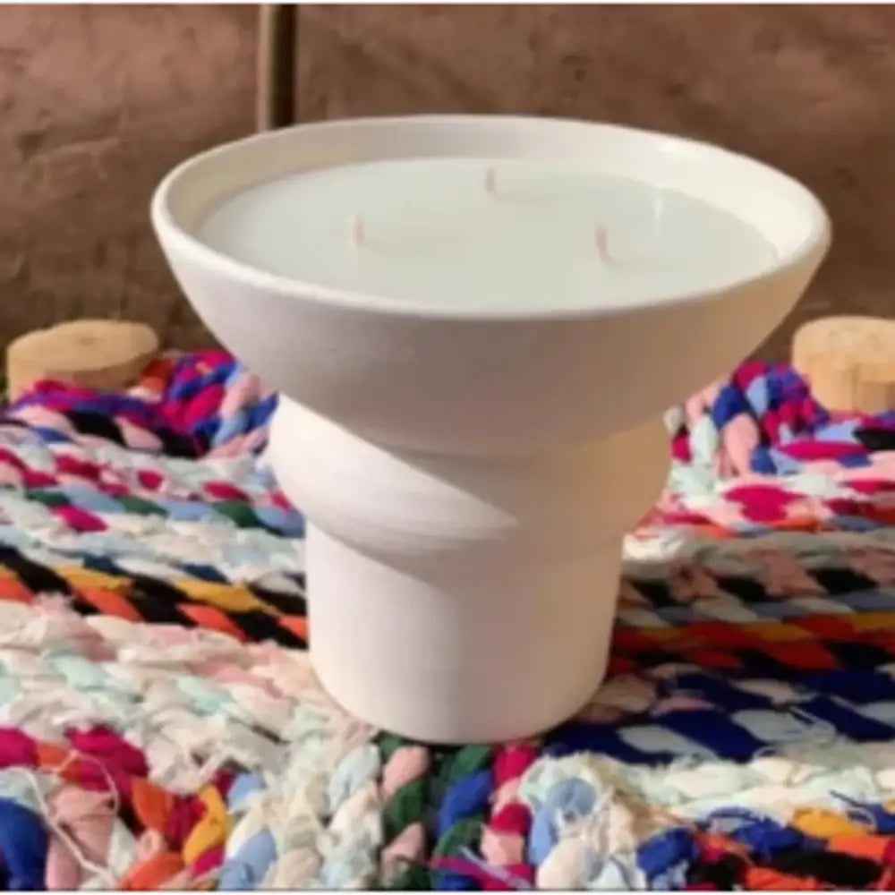 Bougie en céramique blanche artisanale fait main maroc