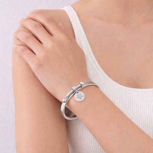 Bracelet jonc en acier inoxydable finition argent chromé