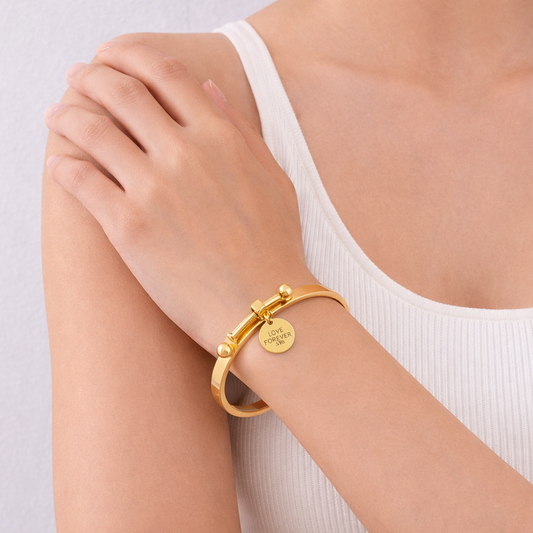 Bracelet jonc en acier inoxydable finition dorée