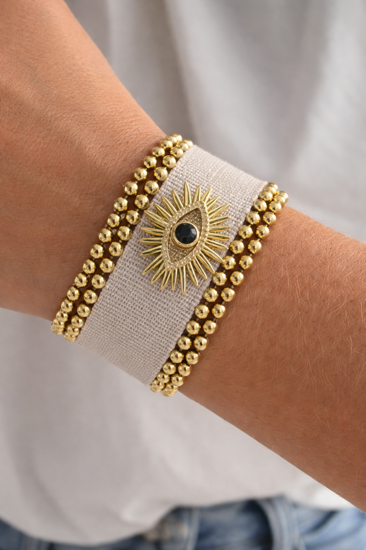 Bracelet Bohème Œil Protecteur Doré – Élégance Spirituelle