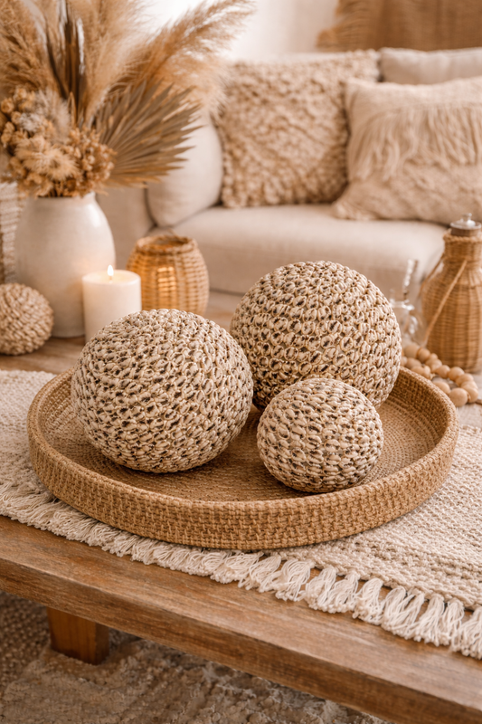 Boule décorative en coquillages beiges