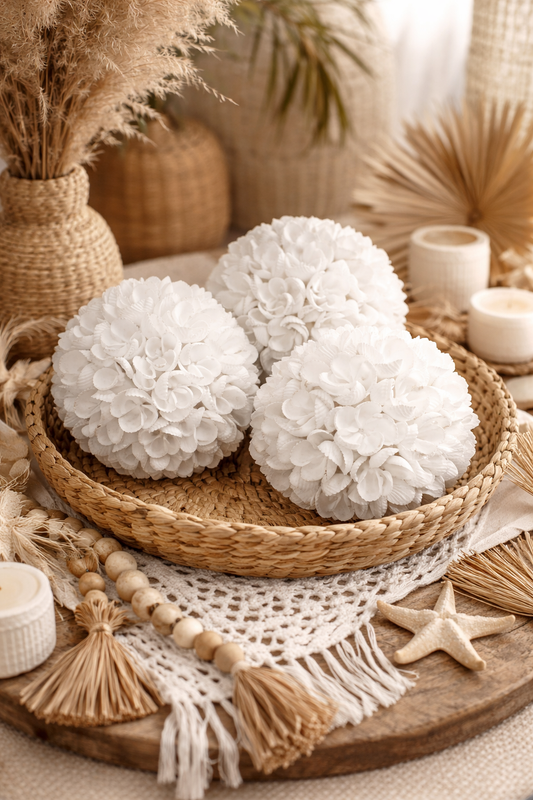 Boule décorative en coquillages blancs