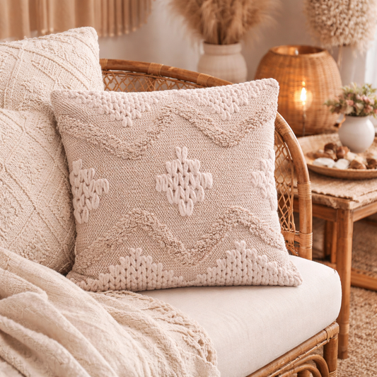 Coussin Bohème 45x45 - Beige Clair
