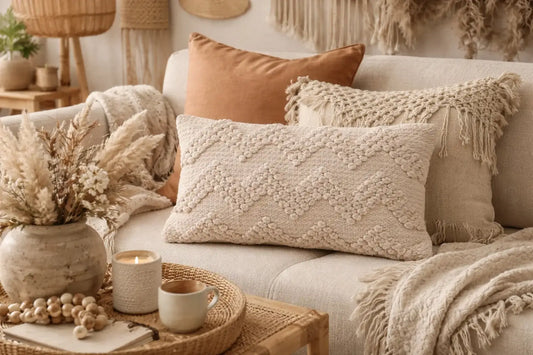 Coussin Décoratif Relief Beige