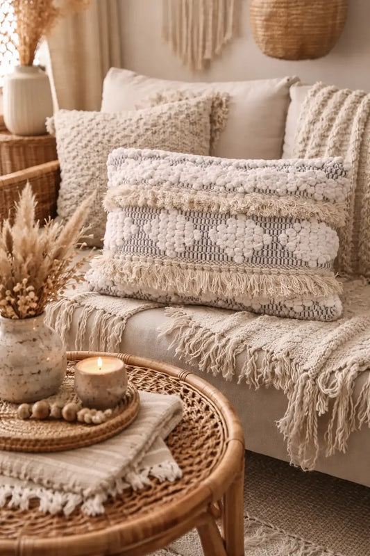 Coussin Décoratif Style Ibiza Beige