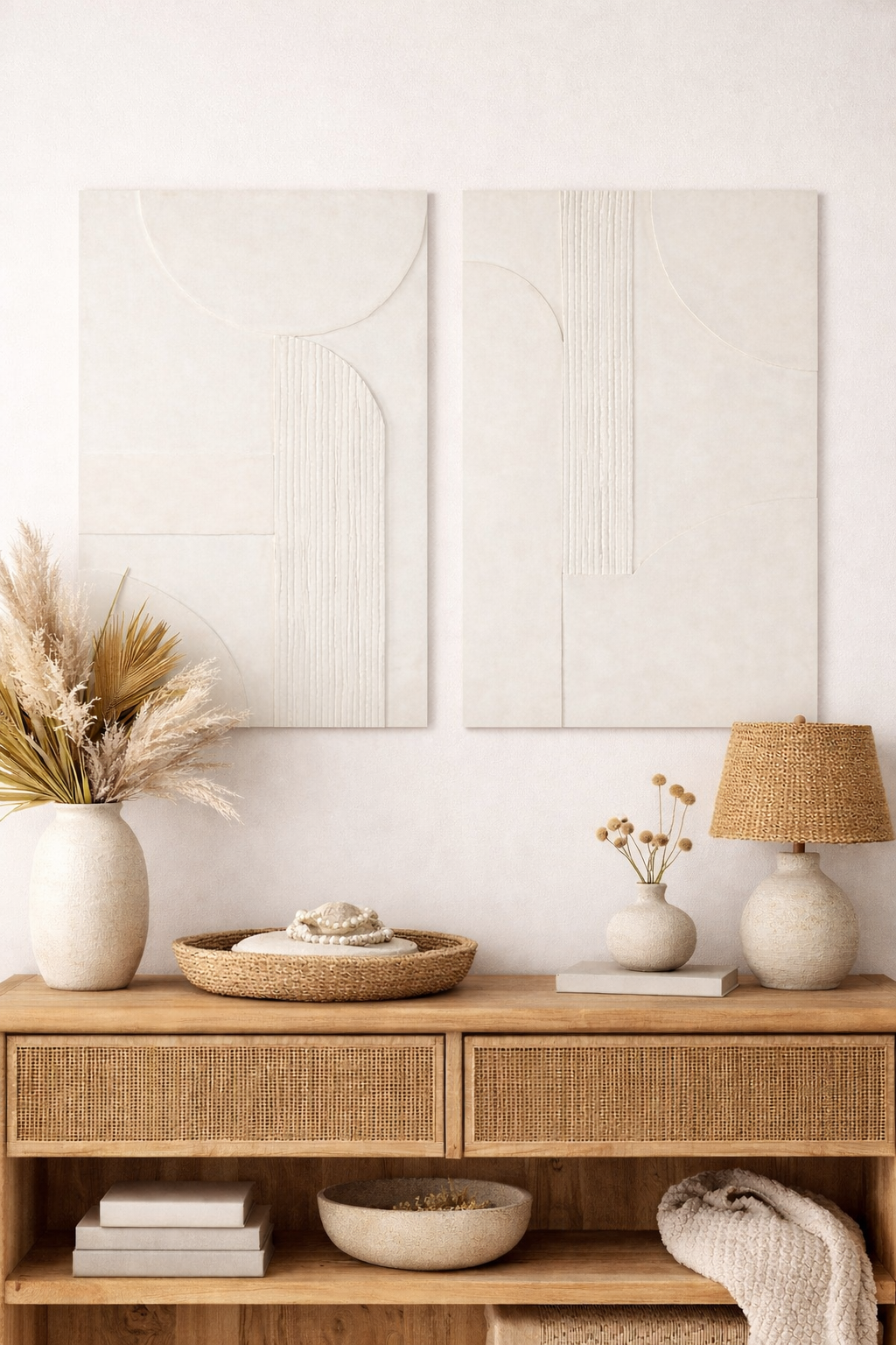 Tableau Décoratif Bois Effet Béton Blanc