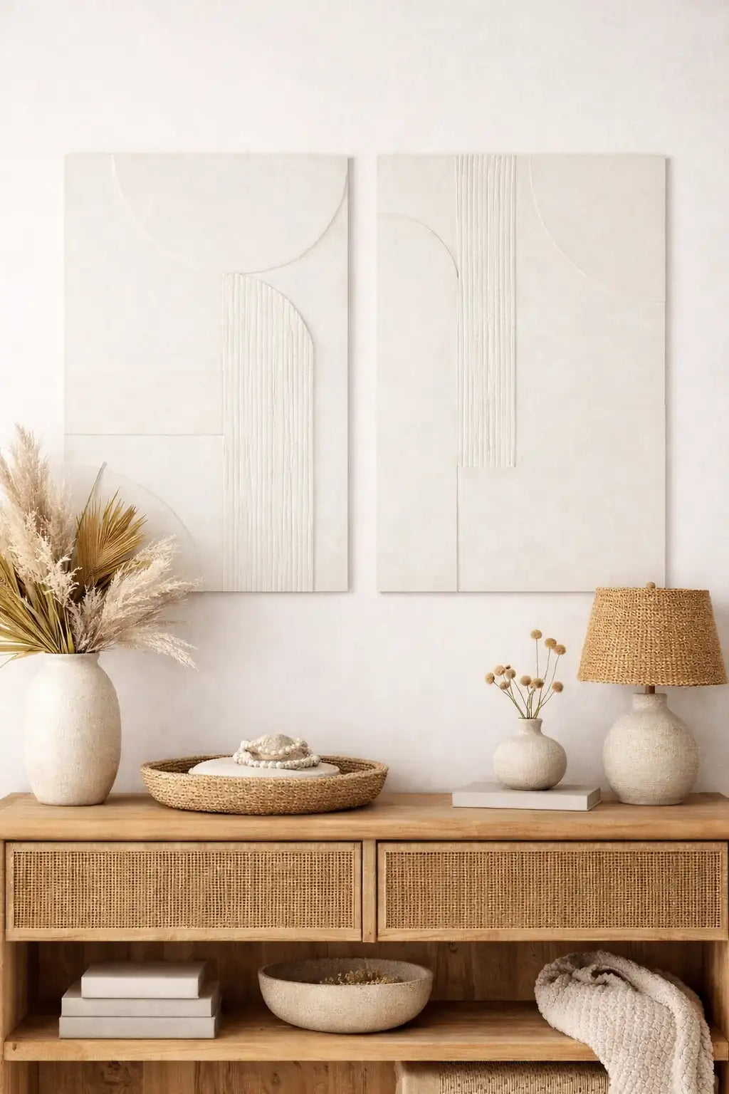 Tableau Décoratif Bois Effet Béton Blanc