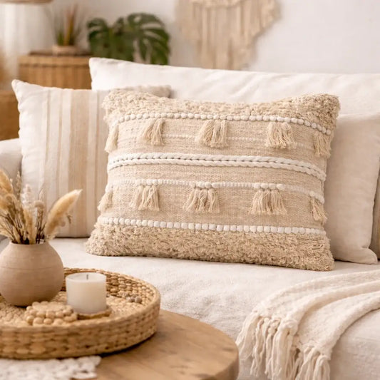 Coussin Décoratif Bohème Beige 45x45 cm