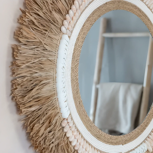 Miroir bohème en jonc de mer
