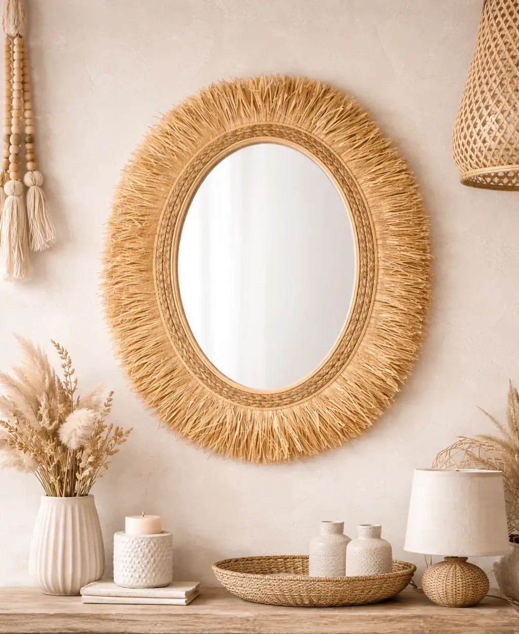 Miroir ovale bohème chic