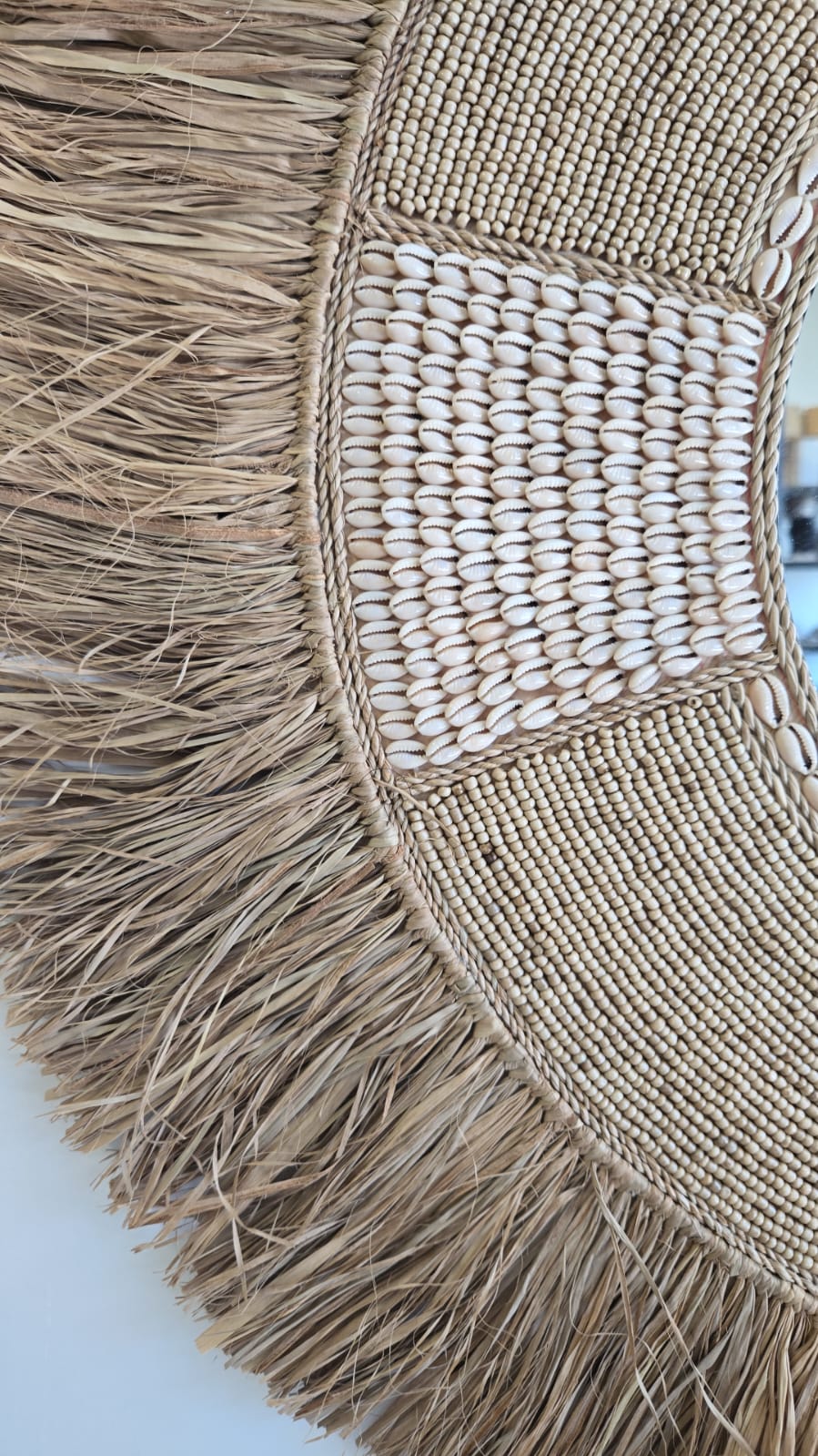 Miroir bohème en raphia naturel fait main à Bali