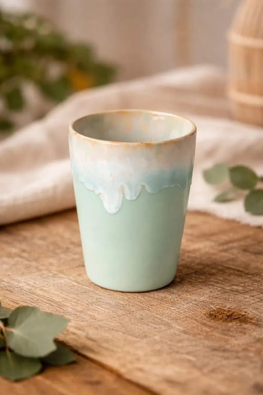 Mug artisanal Costa Nova Turquoise en grès émaillé fabriqué au Portugal