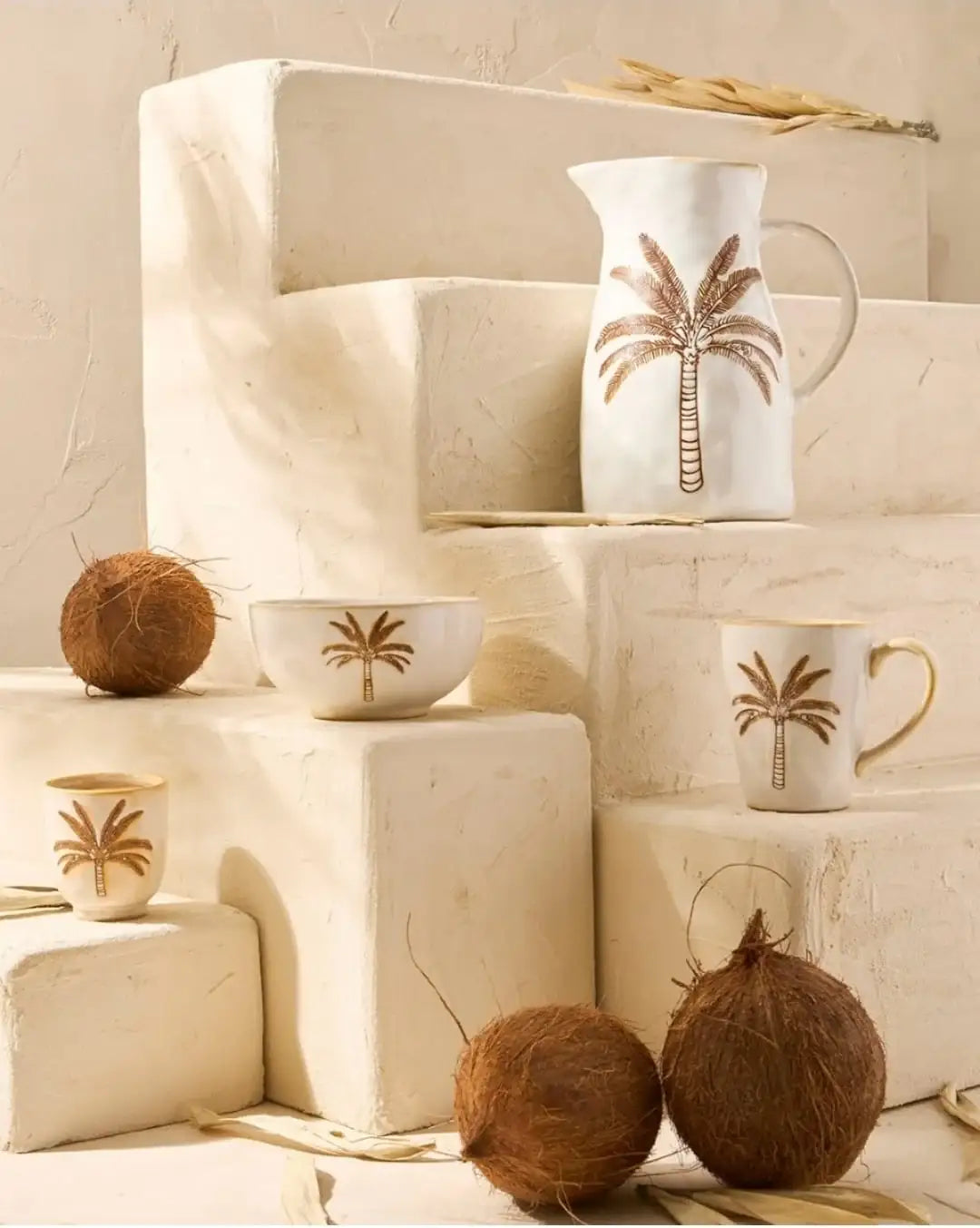 Mug bohème en grès écru et terracotta