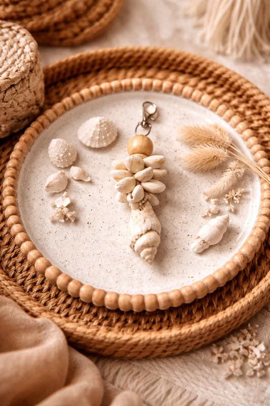 Porte-clés en coquillages – Esprit bord de mer