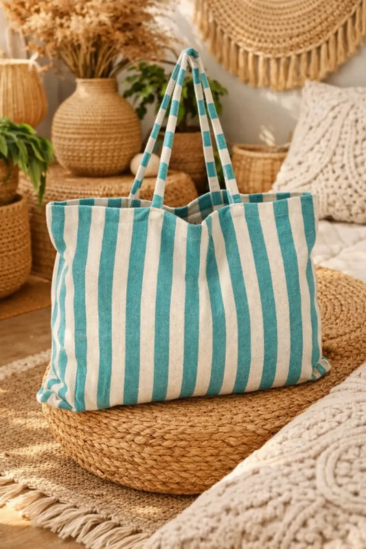 Sac de plage turquoise et blanc
