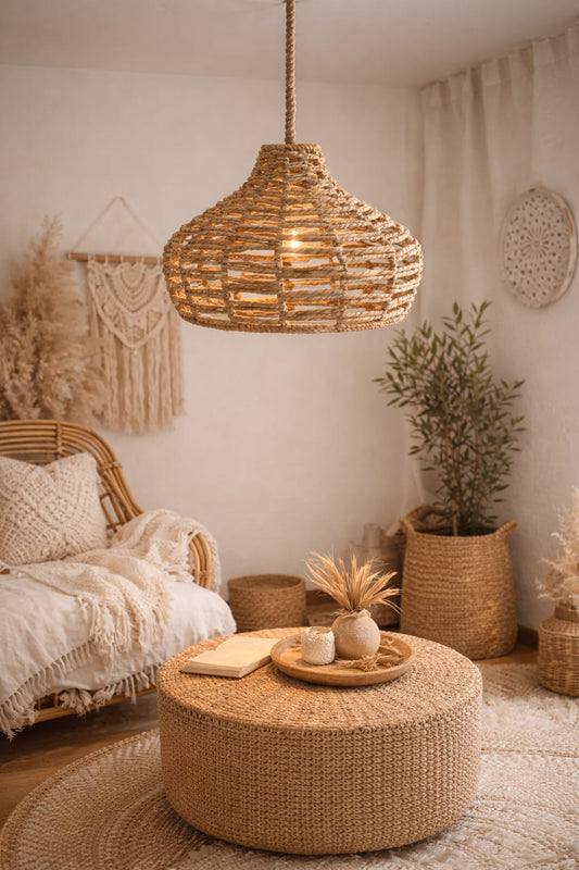 Suspension bohème en fibres naturelles – Tressée main