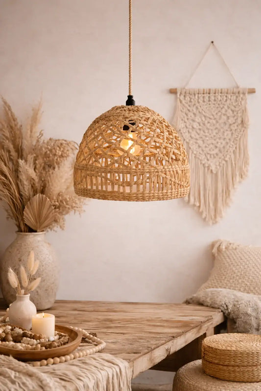 Suspension bohème en fibres naturelles