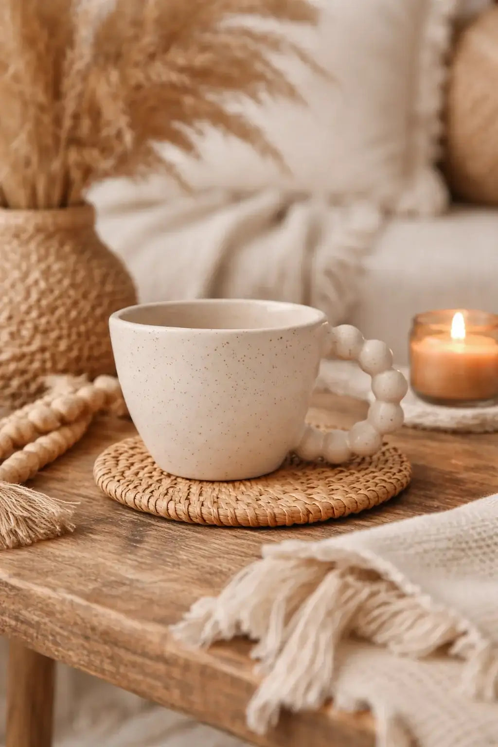 Tasse bohème en grès naturel