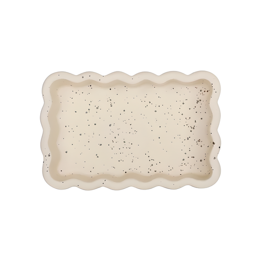 Vide-poche rectangulaire en grès beige