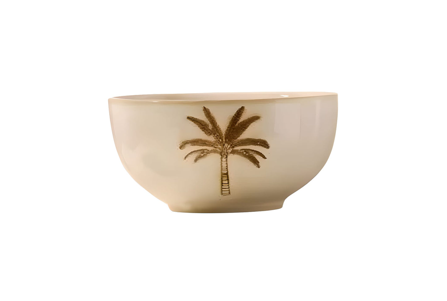 Bol en grès écru  – Motif Palmier
