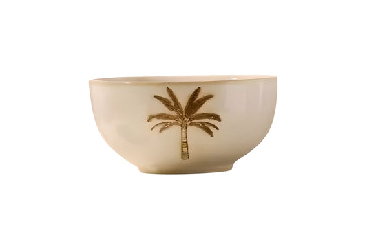 Bol en grès écru  – Motif Palmier