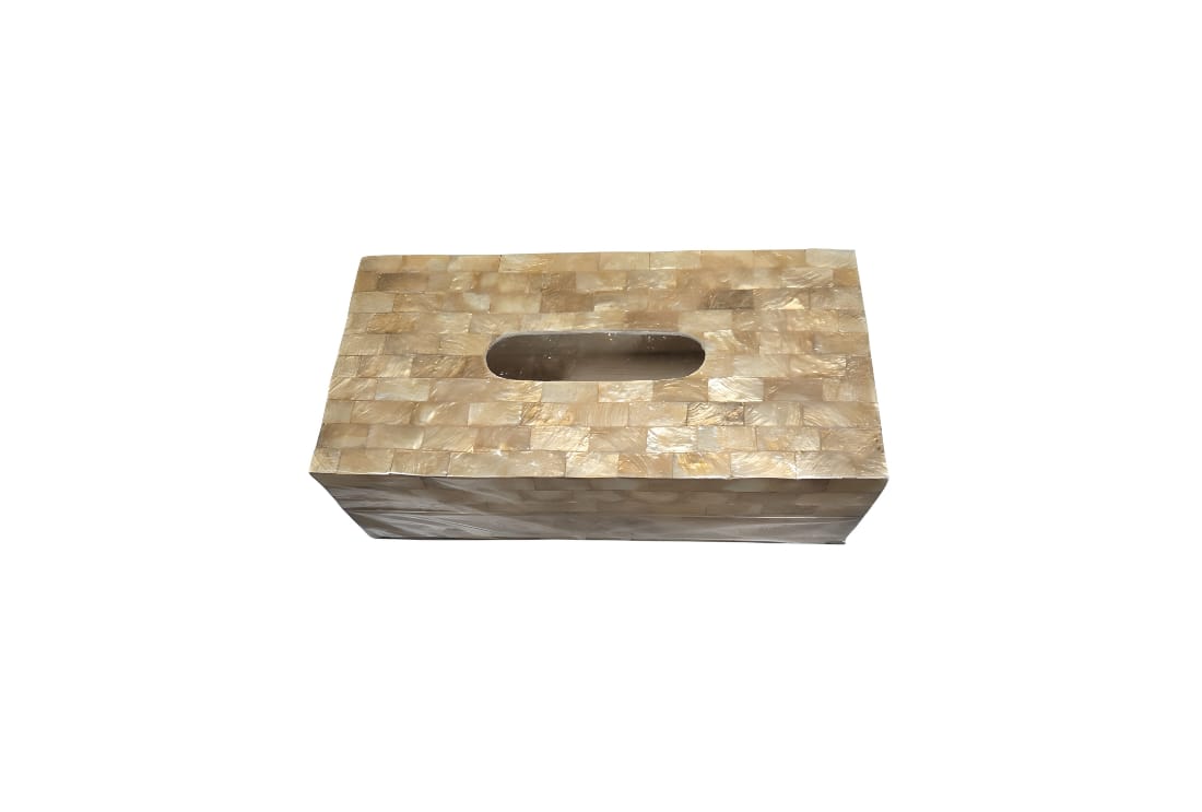 Boîte à mouchoirs en Capiz beige – Finition nacrée