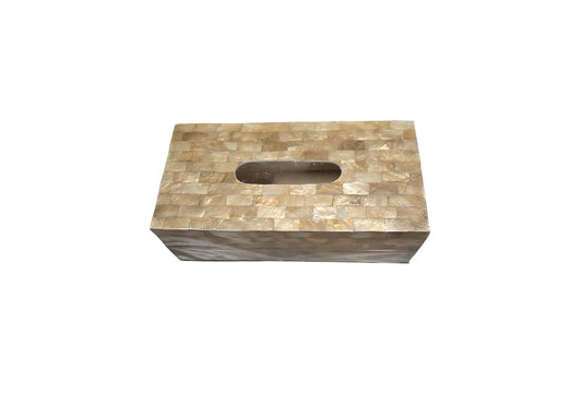 Boîte à mouchoirs en Capiz beige – Finition nacrée