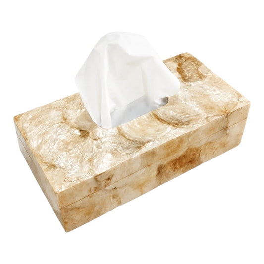 Boîte à mouchoirs en Capiz beige finition nacrée