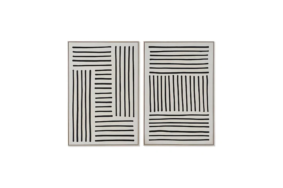 Tableau en toile – Lignes 3D noir & beige