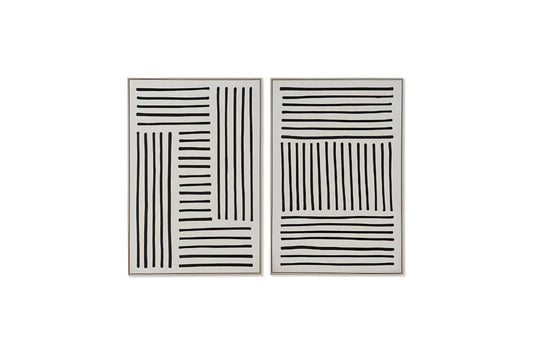 Tableau en toile – Lignes 3D noir & beige