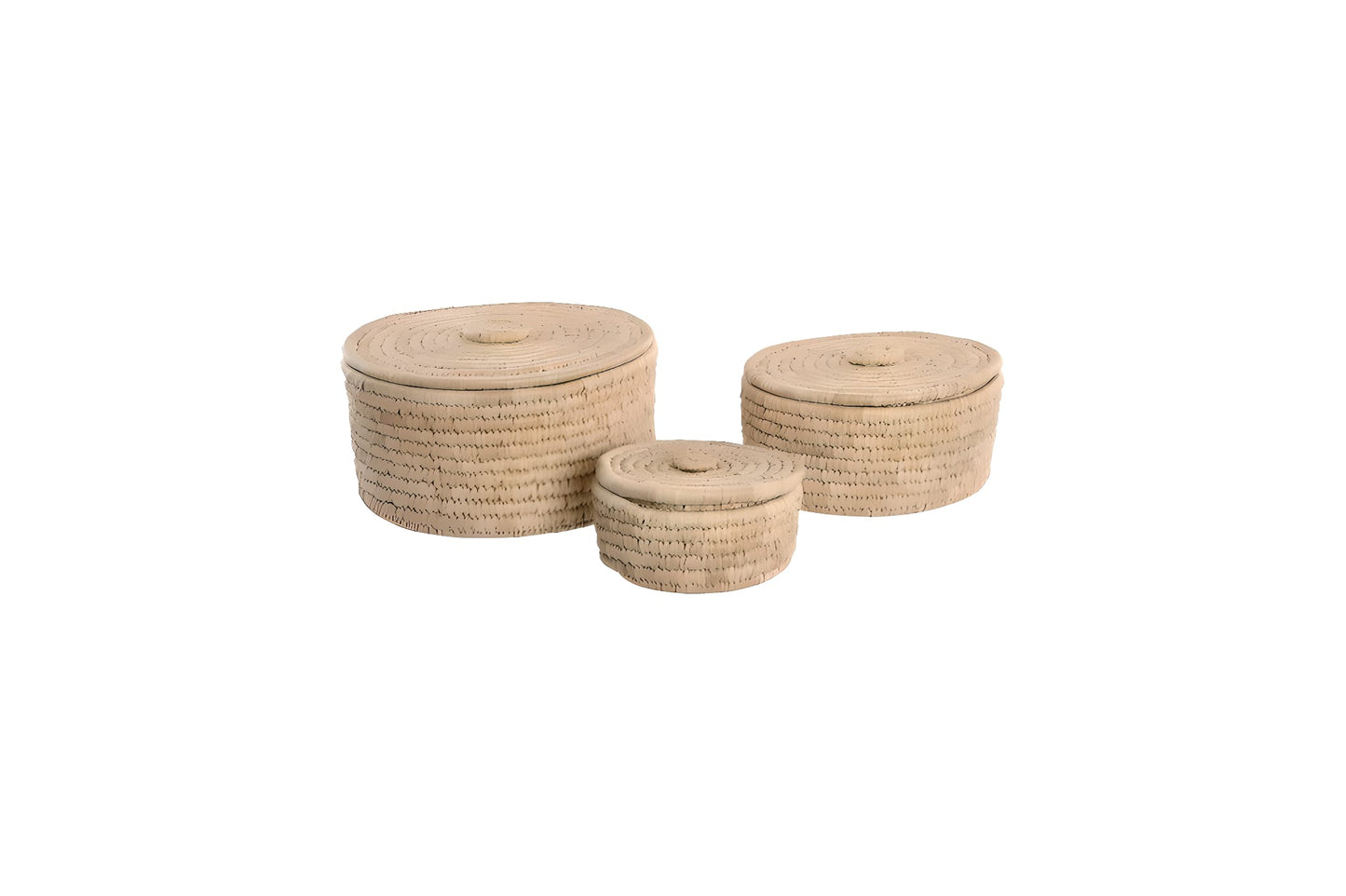 Set de 3 corbeilles en fibre naturelle – Rangement & déco bohème