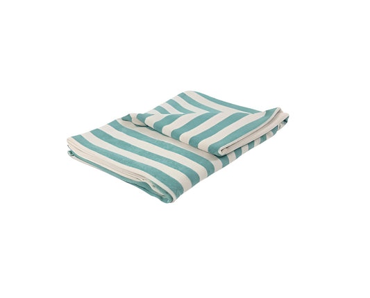 Serviette de plage rayée turquoize – Coton & éponge