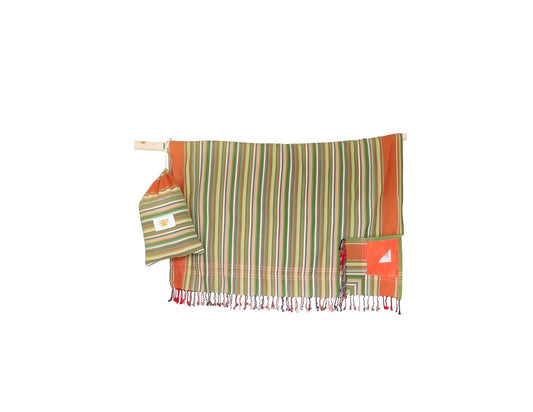 Serviette de plage rayée orange – Coton & éponge