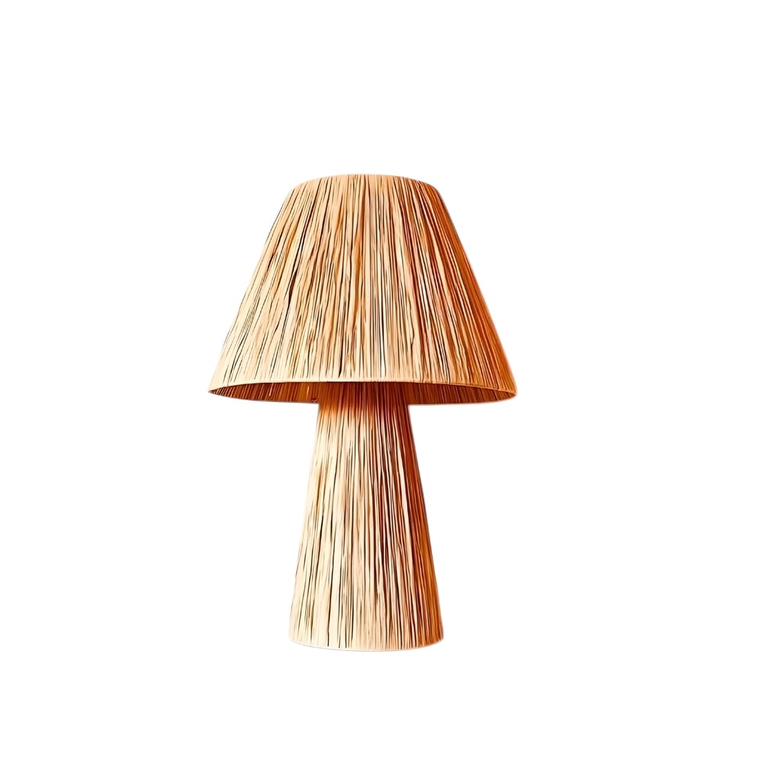 Lampe à poser conique en raphia naturel