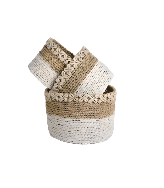 Paniers de rangement avec coquillages - artisanat balinais