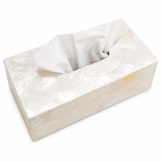 Boîte à mouchoirs en Capiz blanc