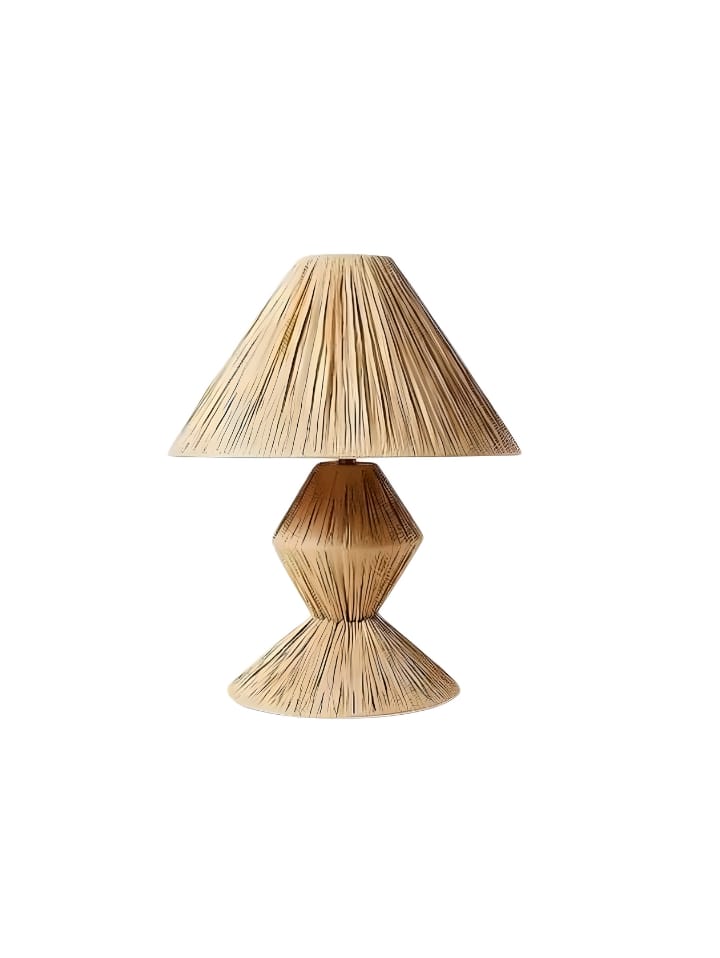 Lampe de table en raphia naturel – Style bohème