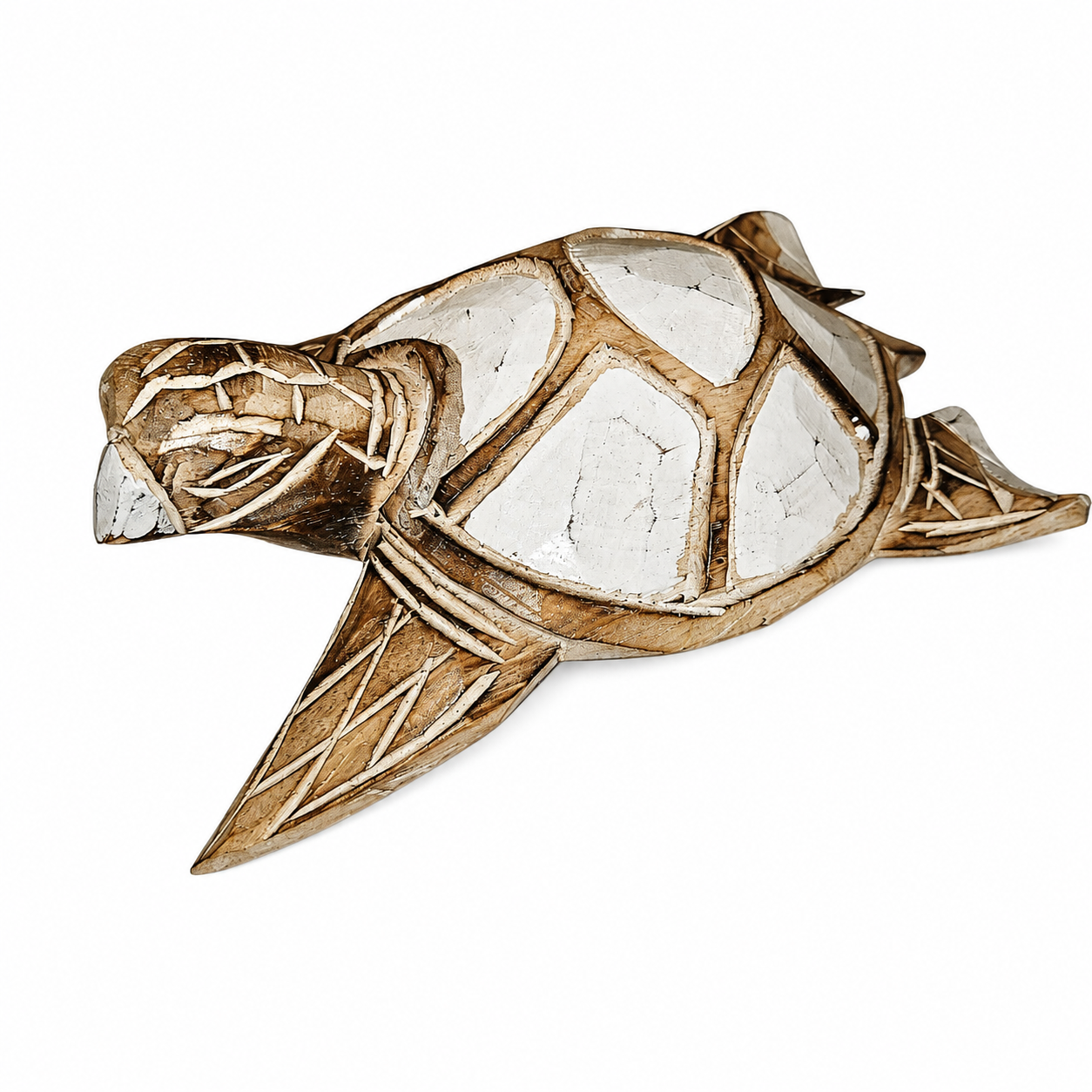 Tortue en bois sculpté – Déco bohème bord de mer