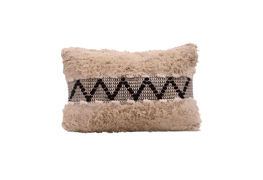 Coussin Bohème 30x50 - Motif Zigzag Noir