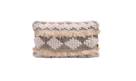Coussin Bohème 30x50 - Beige à Franges
