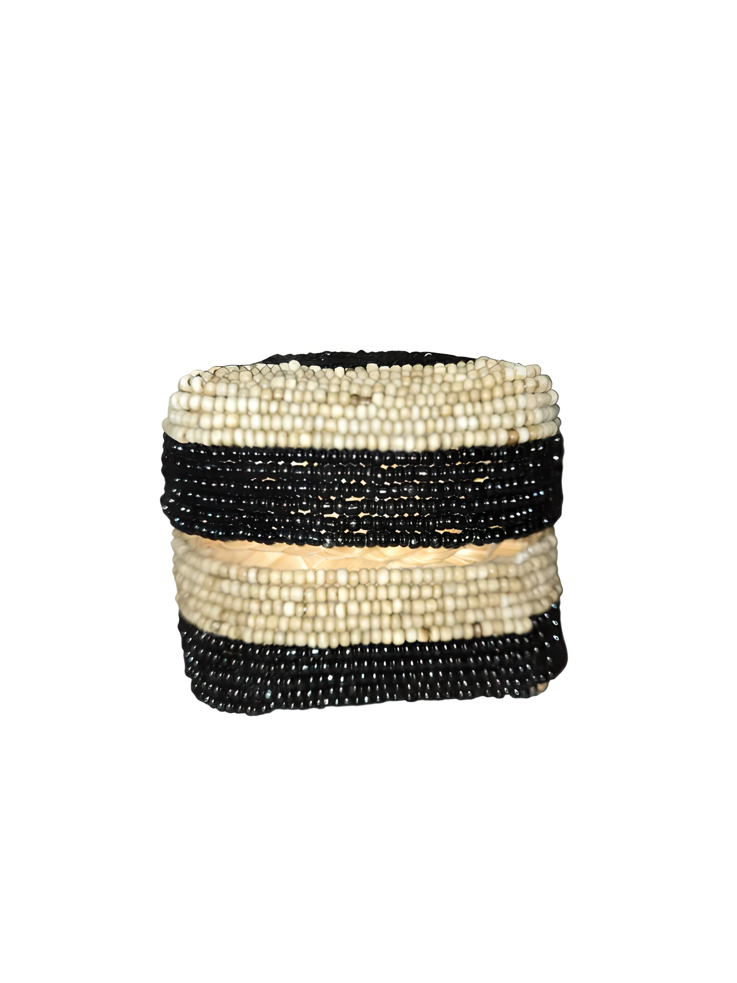 Boîte décorative en bambou & perles – 9 x 9 cm