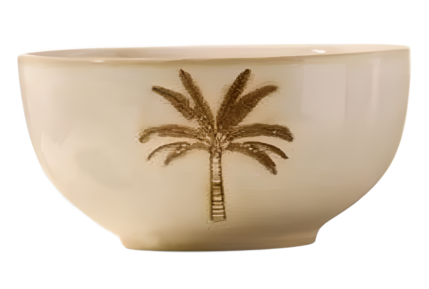 Bol en grès écru  – Motif Palmier
